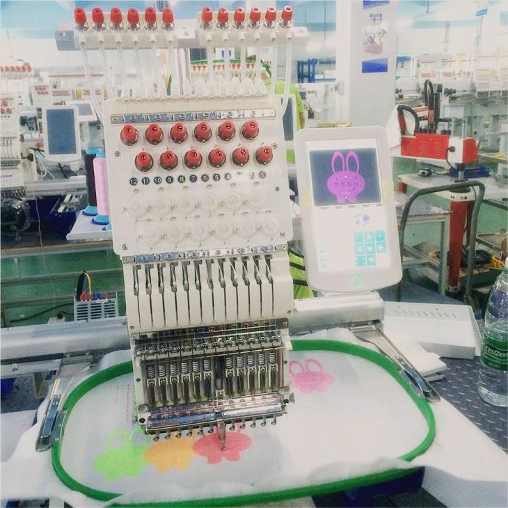 One Head 12 Needles Hat & T-shirt Embroidery Machine For Garments Embroidery